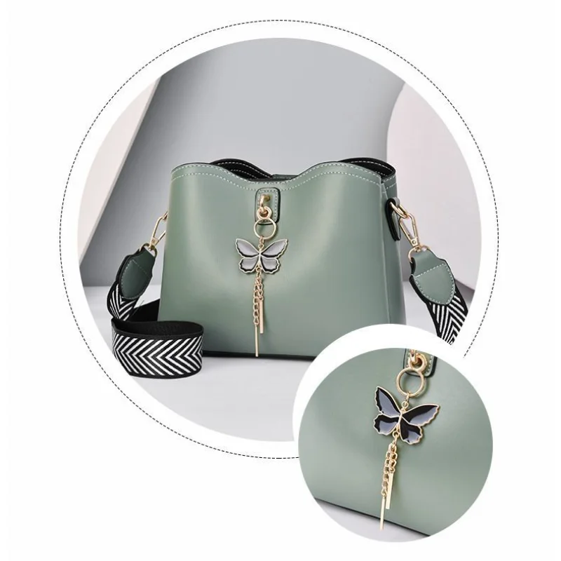 Single Shoulder Crossbody Bag Women's New Fashion Summer Solid Color Soft Leather Pendant Zipper Casual Hand Bill Shoulder Bag