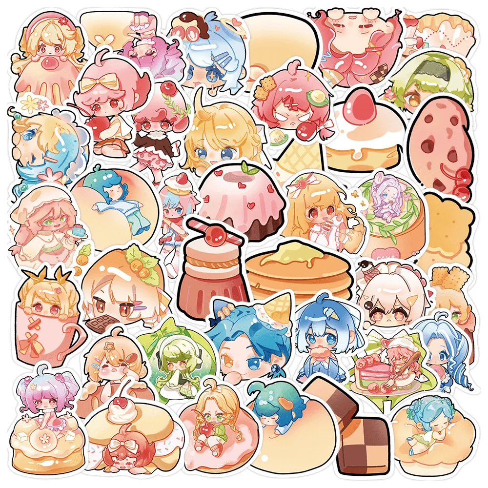 

40pcs Cute Dessert Girl Stickers For Scrapbook Stationery Guitar Laptop Book Kids Sticker Scrapbooking Material Craft Supplies