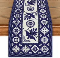 Talavera Floral Bird Mexican Linen Table Runners Mexican Dia De Los Muertos Fiesta Decor Dresser Scarf Party Dining Table Decor 1
