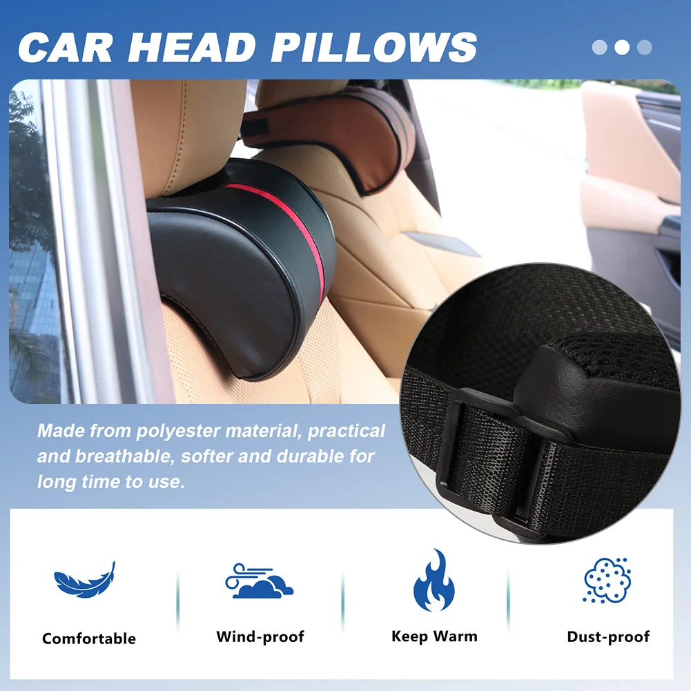 Car Neck Pillow PU Leather Car Headrest Pillow Memory Foam Neck Pain Relief Seat Support Accessories Car Pillow Car Headrest Memory Foam Pillow Car Neck Pillow