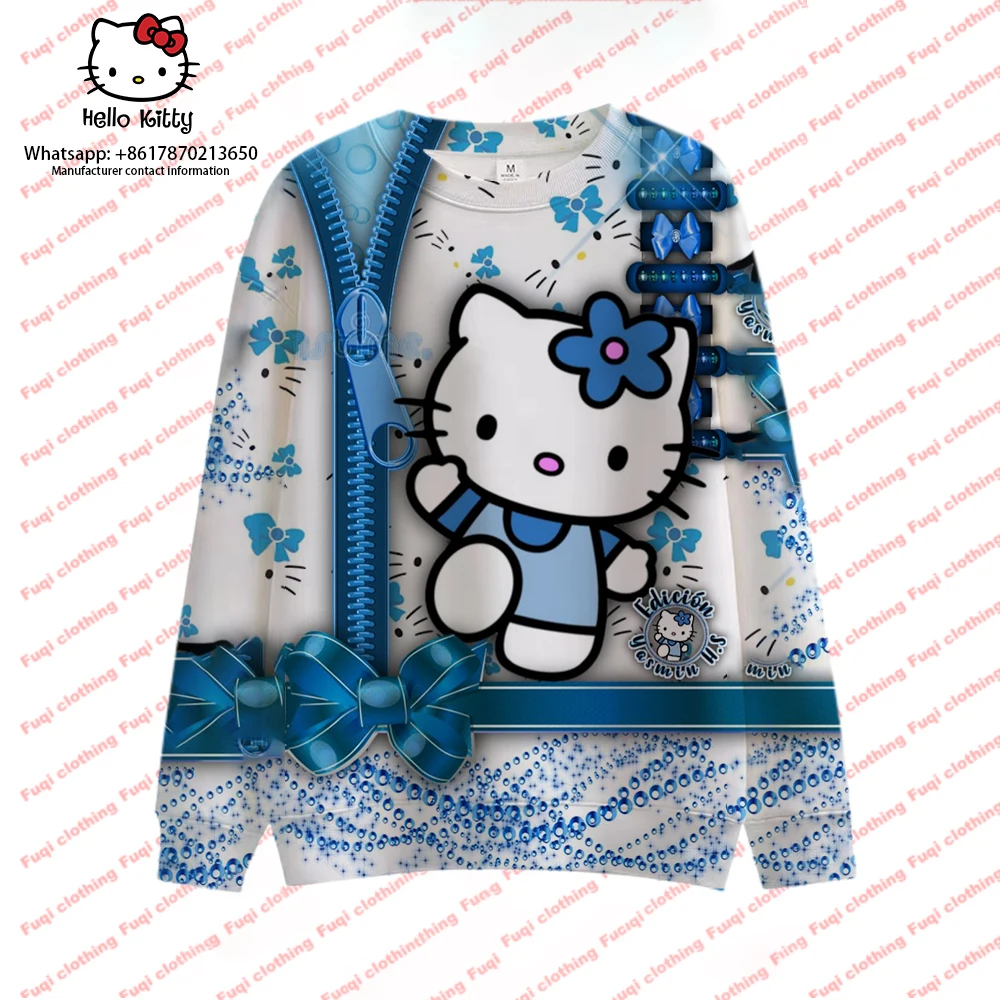 

Hello Kitty New Printed Round Neck Sweater Women's Autumn Pullover Sweater Women's Cartoon Loose Sportswear