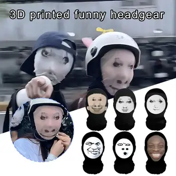 New 3D Printed Funny Meme Mask Elastic Mesh Full Face Mask for Unisex Cosplay Headwear Party Simulation Balaclava Hat Headgear