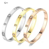 Xpro Beautiful Lovers Bracelets Woman Bracelets Stainless Steel Bangles and Bangles Cubic Zirconia Golden Woman Jewelry Gifts 1