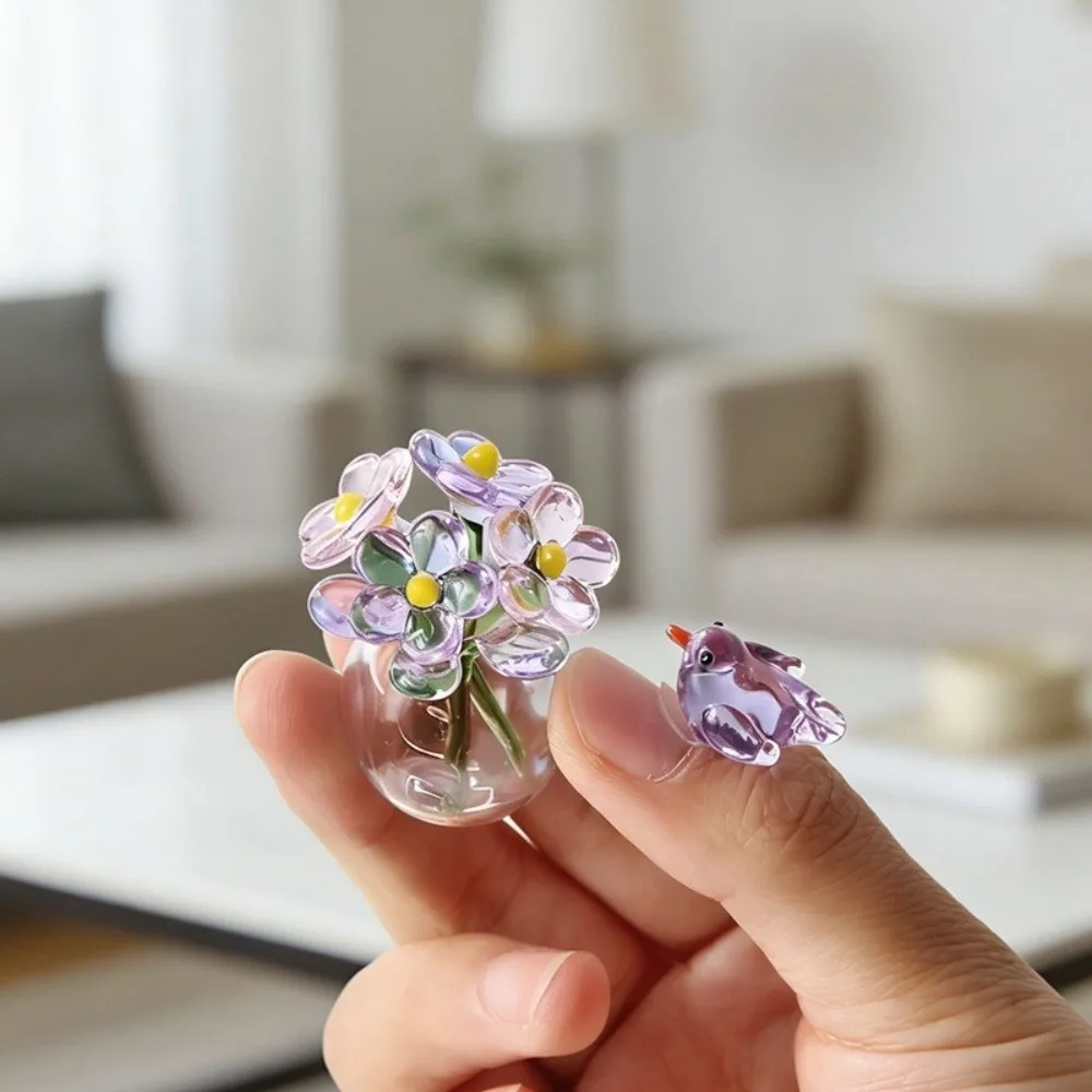 Hand-Blown Mini Colored Glass Flower Bouquet