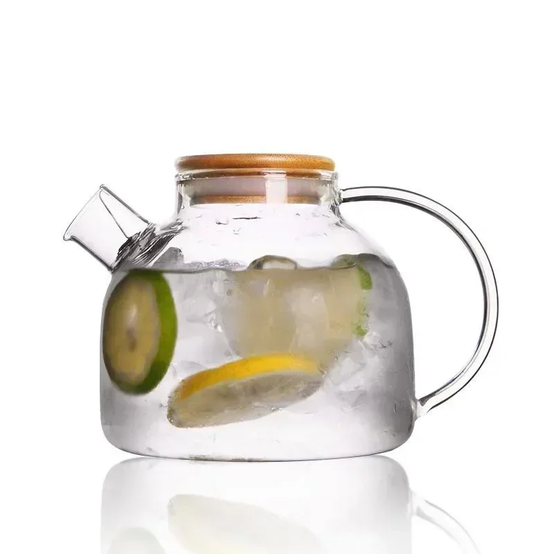 1.8L Transparent Borosilicate Glass Teapot Heat-Resistant Large Clear Tea Pot Flower Tea Set Puer Kettle Cup Office Home Tool Kitchen
