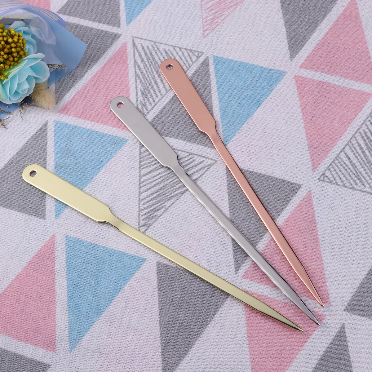 휴대용 스테인레스 스틸 레터 오프너, 핸드 레터 봉투, 경량 금속 봉투 슬리터, 무작위 색상, 3 개