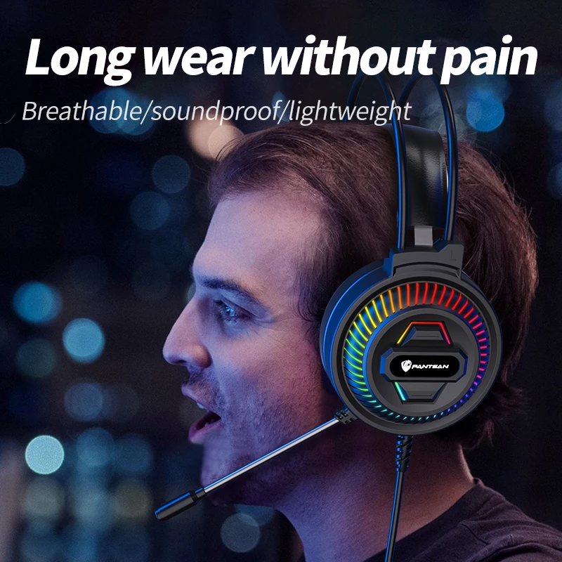 Gaming Headset with Microphone 3.5mm USB Wired Stereo Gmaing Headphone with Led Light for Laptop/ Ps4/PS5/xbox One