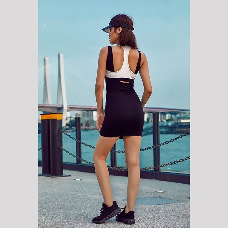 New Tennis Dress Sports Dress Anti-light One-piece Yoga Clothes Breathable Quick-drying Fitness Clothes Women Tennis Skirt