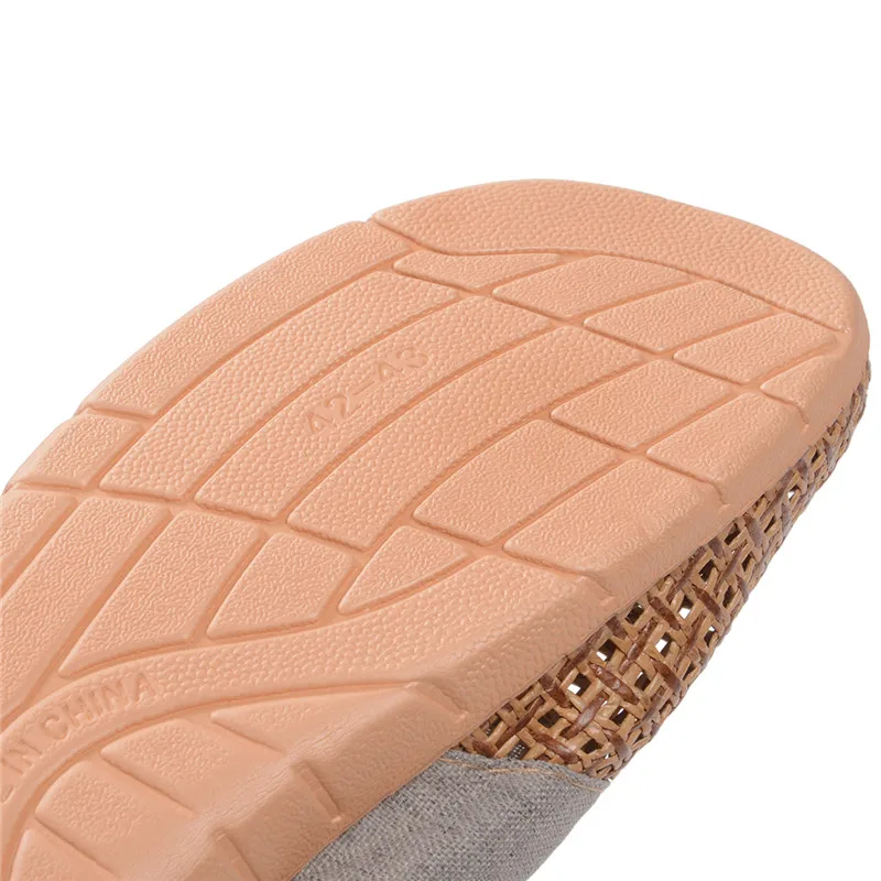 Men Anti-Slip Linen Slippers Rattan Grass Couple Comfortable Breathable Beach Sandals For Men Summer Home Indoor Slippers Shoes slippers sandals