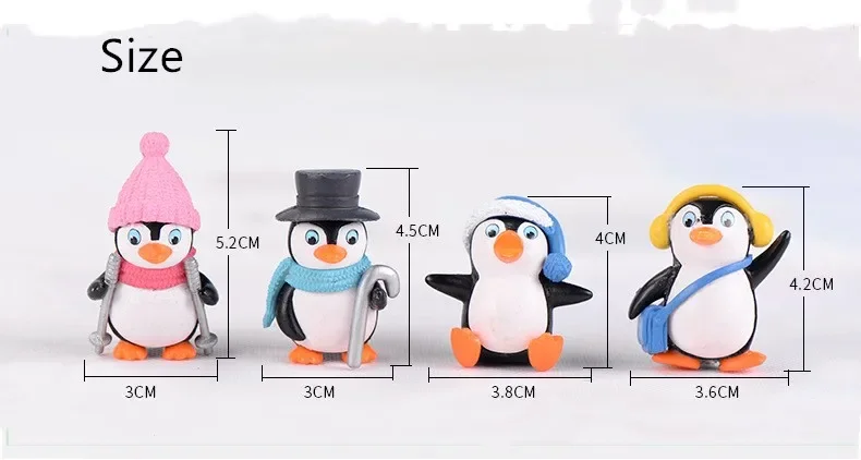4pcs/set DIY Crafts Mini Winter Penguin Miniature Figurine Christmas Figures For Fairy Garden Gnomes Moss Terrariums Decoration
