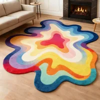 VIKAMA Dopamine Abstract Textured Plush Rug Soft Irregular Shape Living Room Bedroom Rug Home Decoration 2