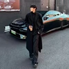 FEWQ Mid Long Woolen Coat Autumn Winter Men's Korean Fashion Loose Casual Versatile Over The Knee Male Trench 24E5306 2