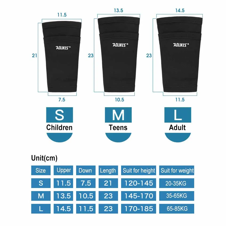 Soccer Shin Guards AOLIKES 1 Pair Sports Soccer Shin Guard Pad Sleeve Sock Leg Support Football Calf Sleeve Shinguard Adult Teens Children Shin Guard Pads