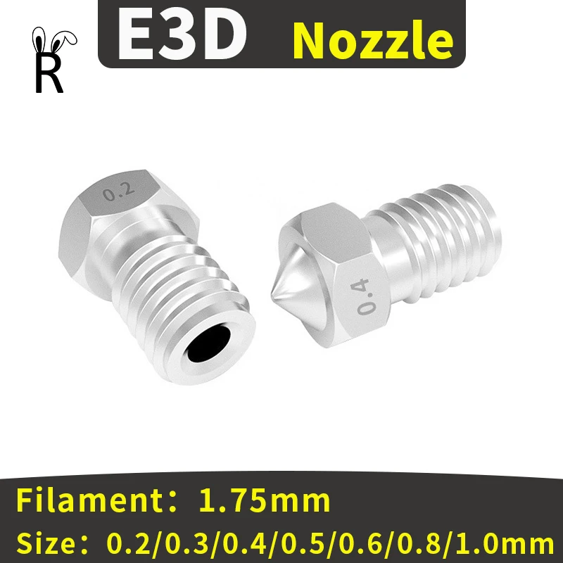 E3D Nozzles 3D Printer Parts Stainless Steel Filament 1.75mm For Ender 3 CR10s M6 Threaded Extruder Print Head 3D Printer Nozzle