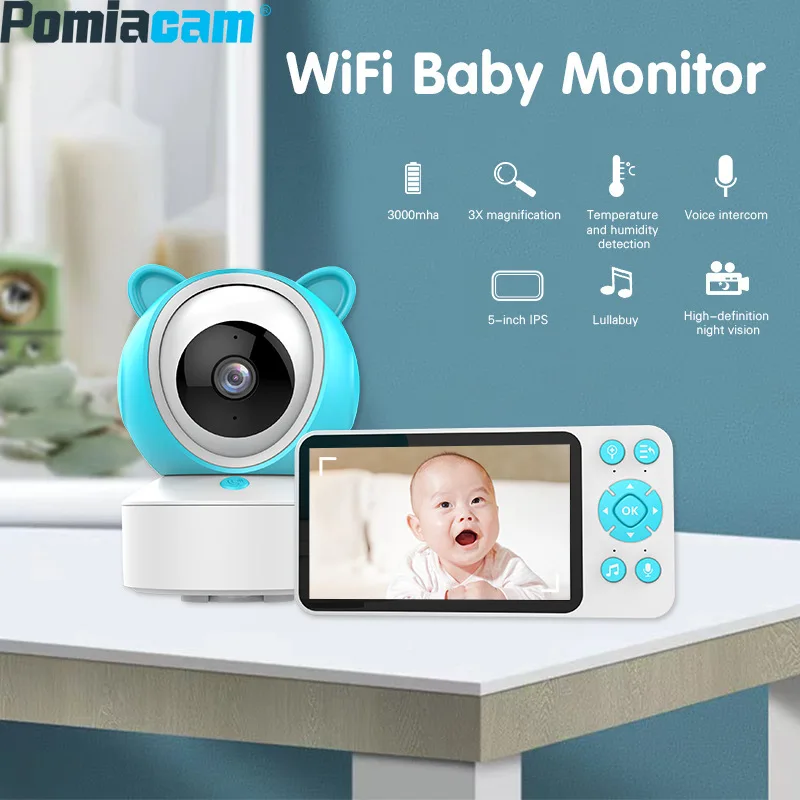 

5-дюймовый Wi-Fi радионяня Удаленный просмотр 1080P Радионяня Двусторонняя голосовая связь домофон PTZ контроль контроля температуры колыбельные C8