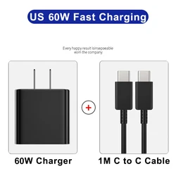 High - Speed 60W USB - C Charger with Travel Adapter and Fast Charging Cable - US Plug 1M Cable