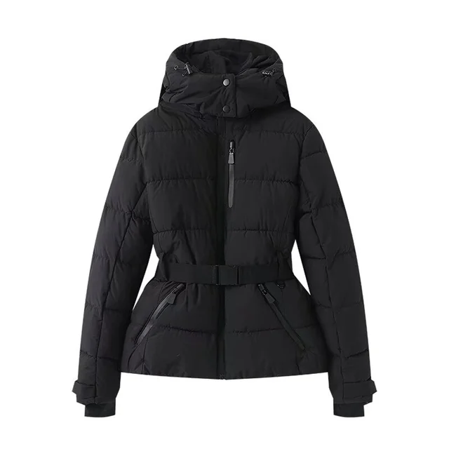 women's warm skiing series waist down cotton jacket winter new hooded slim fit jacket jacket 2