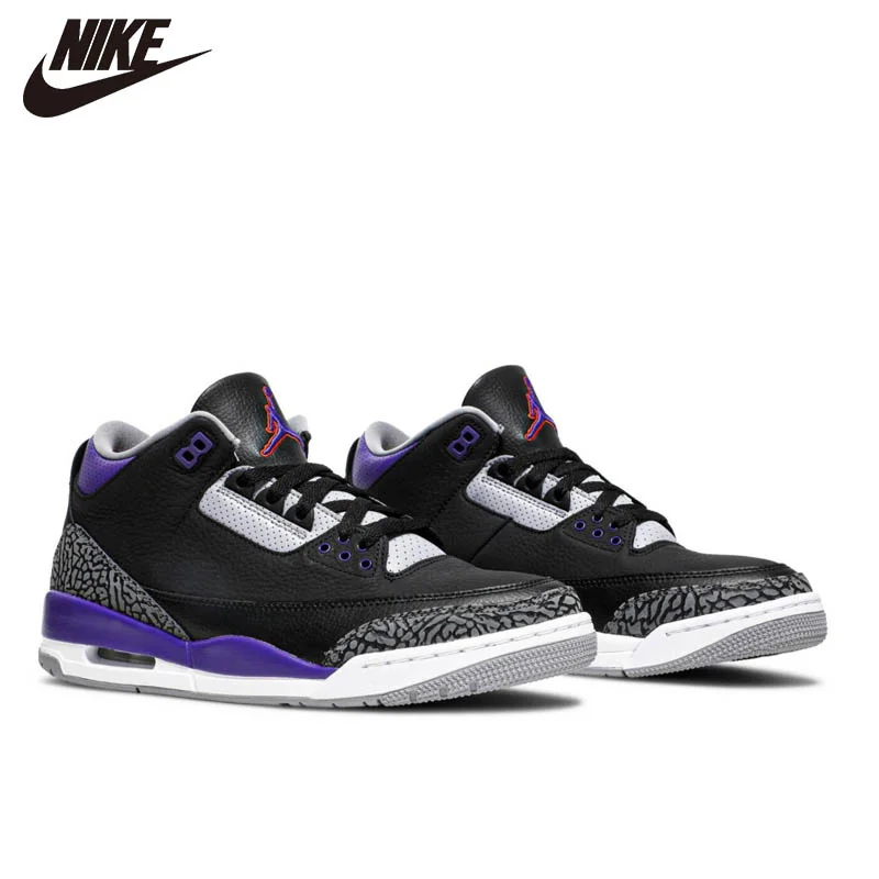 シューズ(男性用) Nike AirJordan3 Retro Black/Court Purple Jordan 3 Retro Black Court Purple Men's - CT8532-050 - US