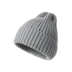 Unisex Crochet Winter Beanie Hat - Solid Color Knitted Cap (Light gray)