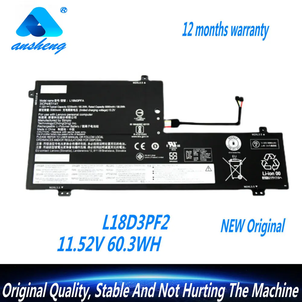 

Оригинальный аккумулятор для ноутбука L18D3PF2 L18M3PFA 5B10T83739 для Lenovo Yoga C740-15IML Yoga C740-15 11,52 V 60.3WH