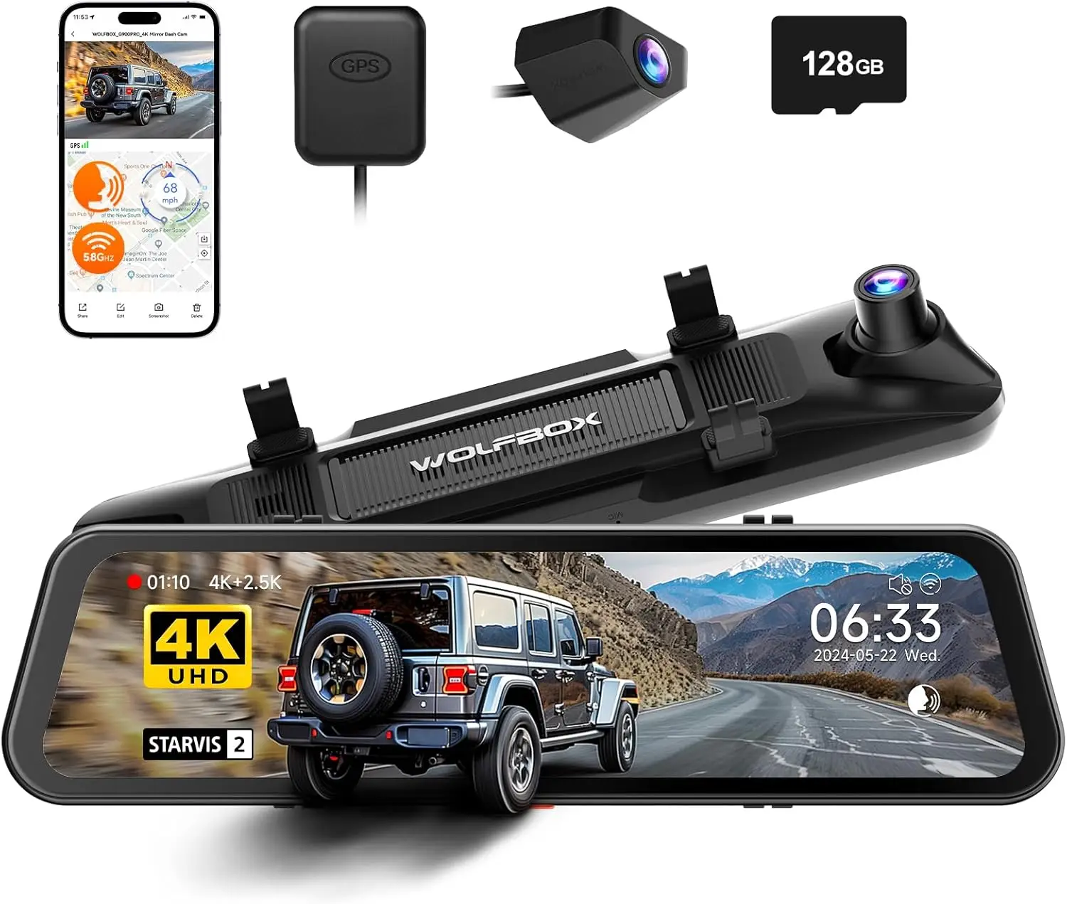 ミラー型ドライブレコーダーWOLFBOX G900R ミラー型ドライブレコーダーWOLFBOX G900R Amazon.co.jp