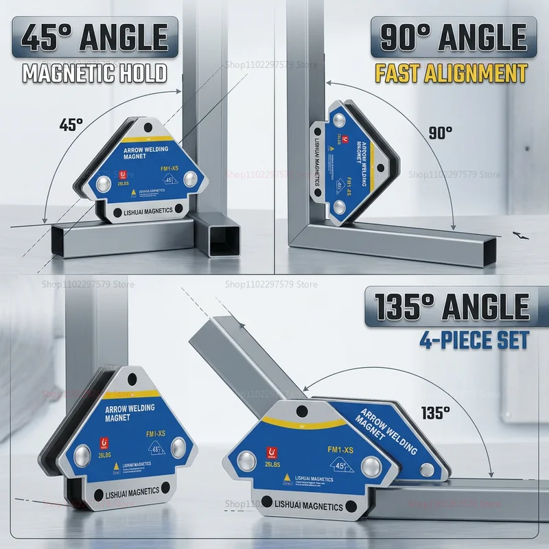4개의 자석식 용접 고정기 ? 12.5KG 다각도 45 ° /90 ° /135 ° 자석 용접 포지셔너 및 페라이트 위치 지정 도구