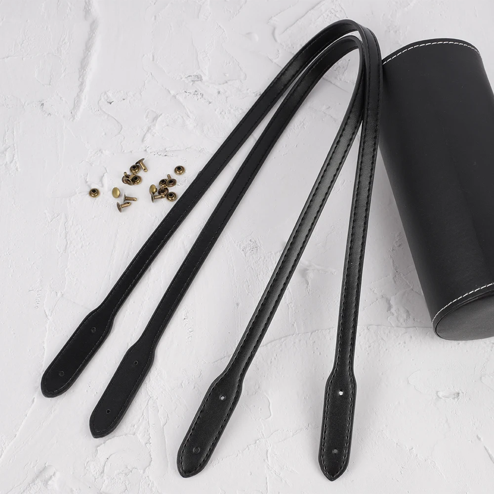 2Pcs Leather Bag Handle Straps Detachable DIY Handbag Replacement Shoulder Strap Short Bags Belt with Rivets Accessories 72cm