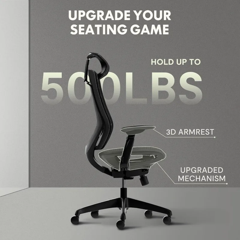 FLEXISPOT Upgraded OC6 500LBS Big and Tall Office Chair Heavy Duty,4D Armrest Mesh Ergonomic Home Office Chair with High Back 5