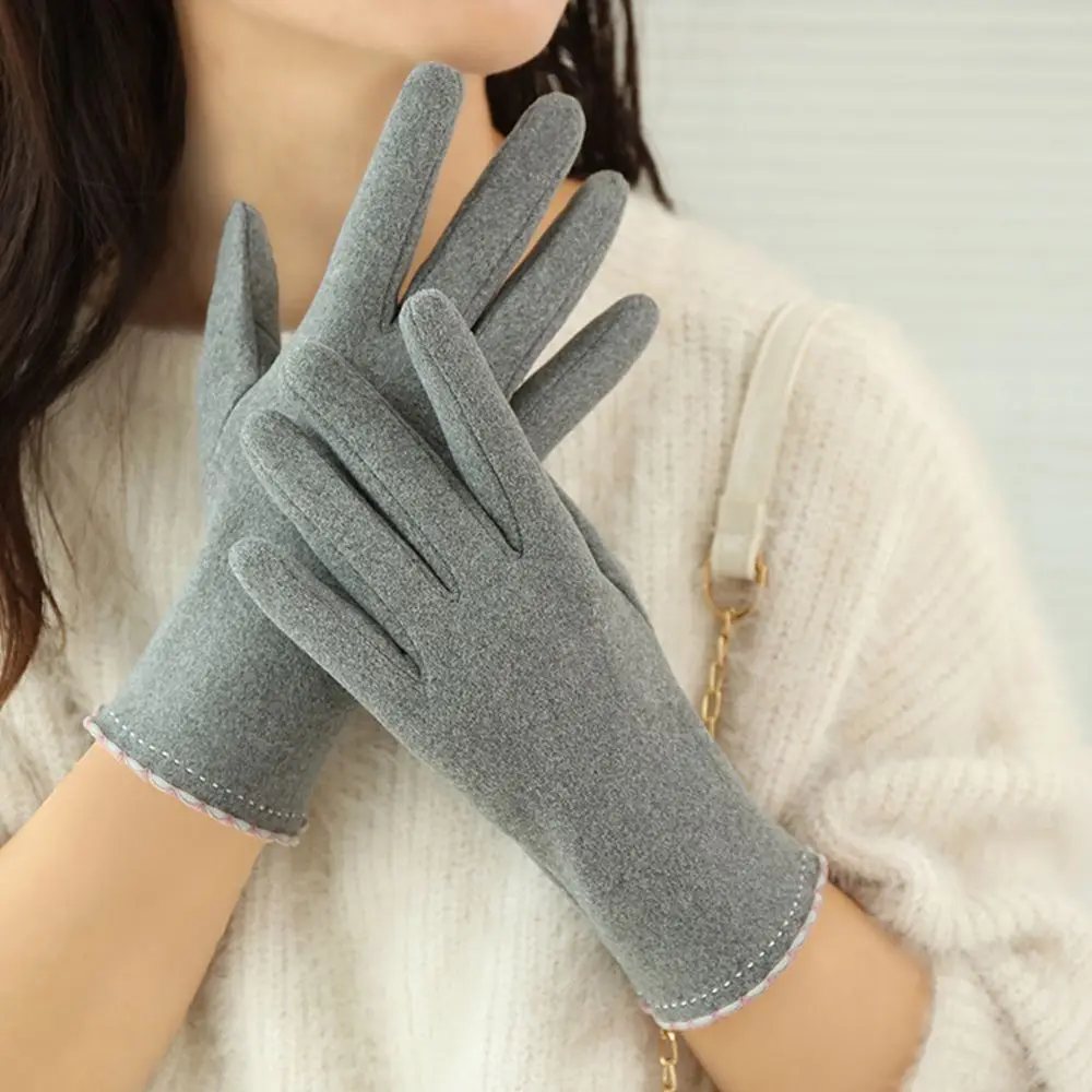 

Однотонные лыжные осенне-зимние женские флисовые перчатки для велоспорта варежки в Корейском стиле бархатные перчатки для сенсорного экрана