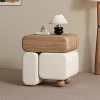 Storage Drawers Nightstands Cute Cream Style Luxury Aesthetic Bedside Table Simple Design Mesa De Noche Bedroom Furniture 5