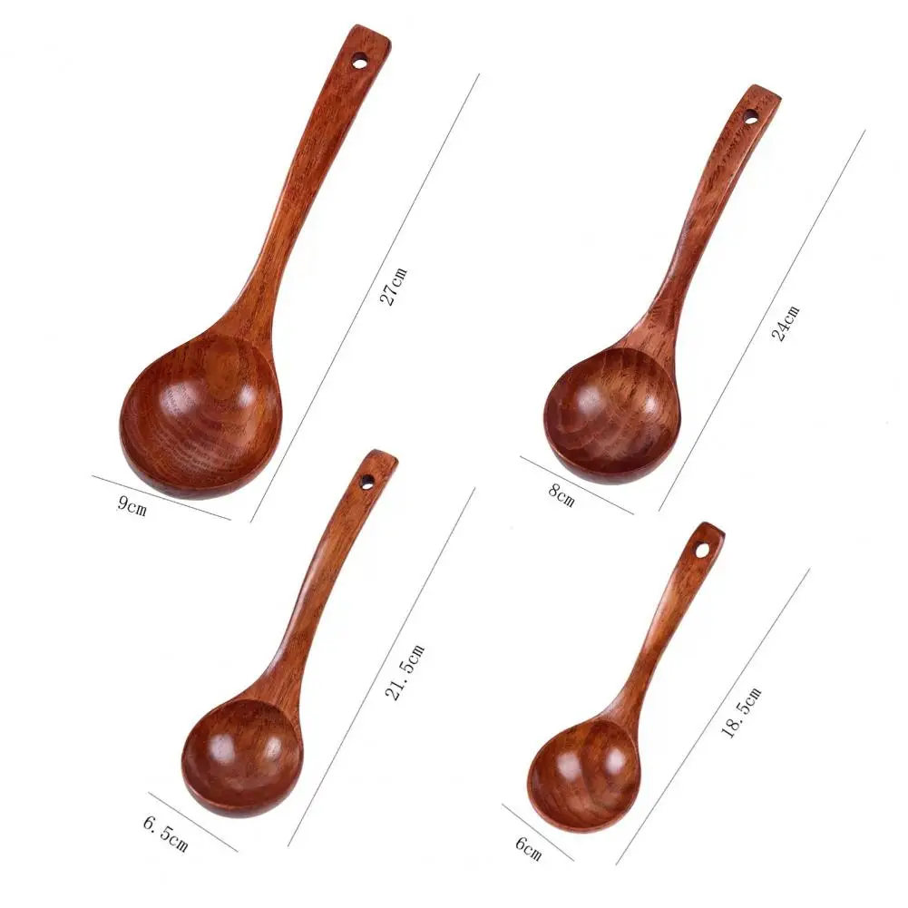 Heat-Resistant Soup Serving Ladle Anti-scald Handle Wood Cooking Utensils Soup Spoon Kitchen Tool