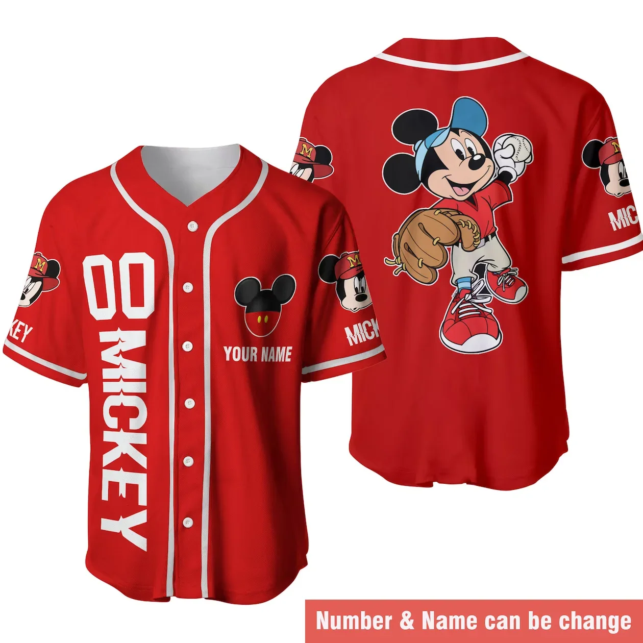 

Disney Baseball Jersey Custom Name Men's Mickey Baseball Jersey Fashionable Disney Short Sleeve Hawaiian Shirt Track Top