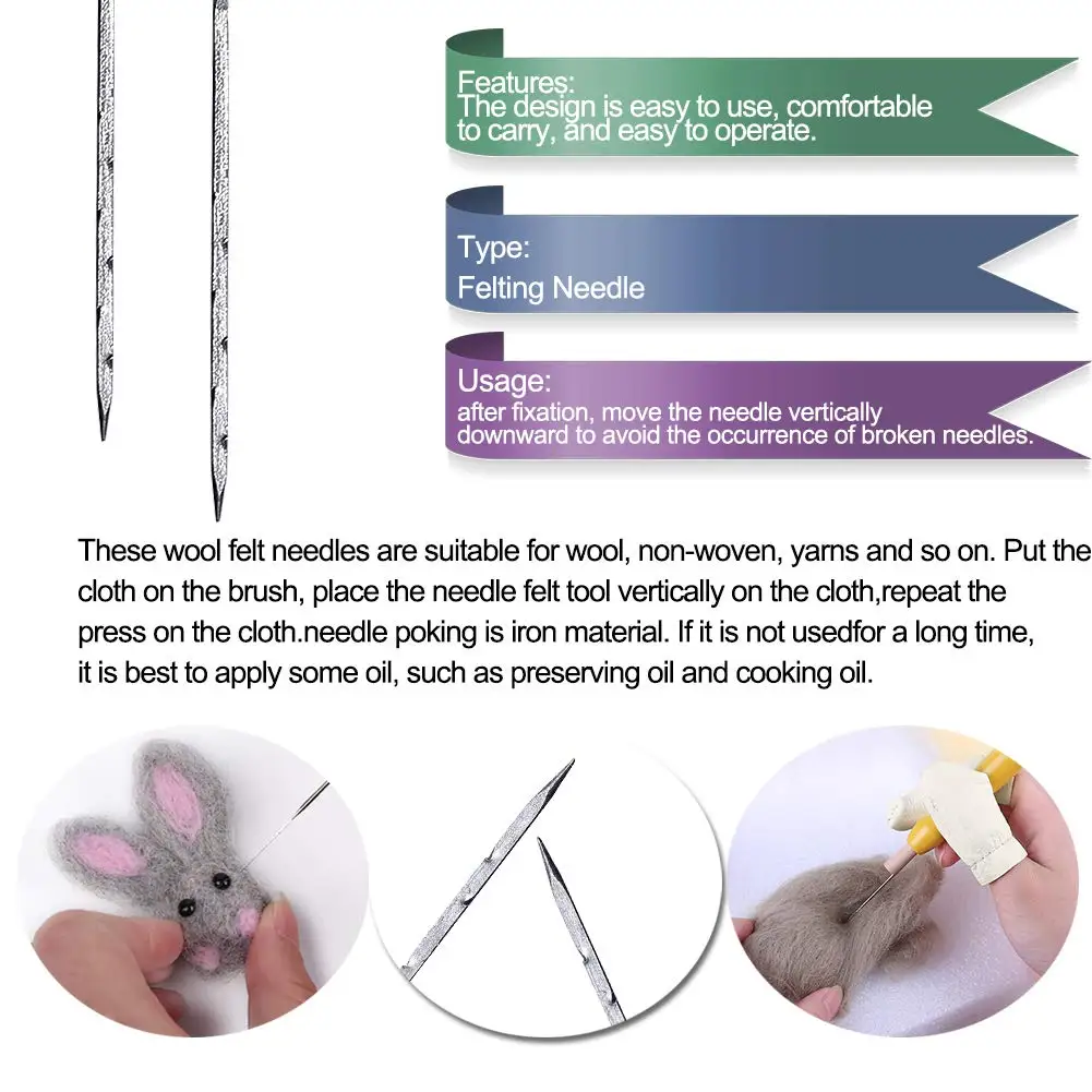 30PCS Felting Needles 3 Sizes Needle Felting Supplies with Wooden Handle Fingercots Needle Tools Kit for DIY needle felting kit needle felting painting kit felting needles