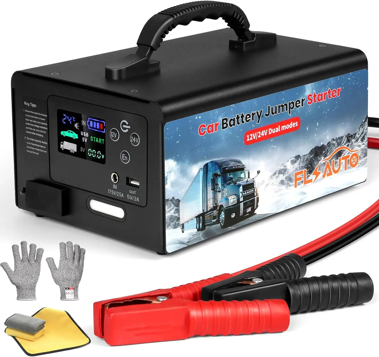 

2024 10000A Jump Starter,FlyAuto 155WH Car Battery Jump Starter for All Gas or Diesel,24V/12V Heavy Duty Lithium Jump Box USA