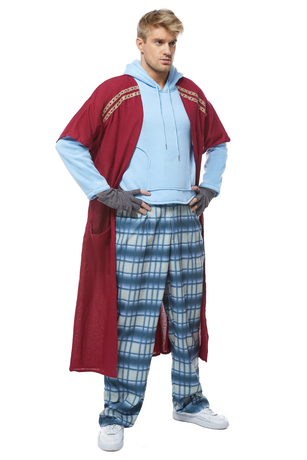 2022 Movie Characters Fat Thor Cosplay Costume For Man Blue Hoodie Long