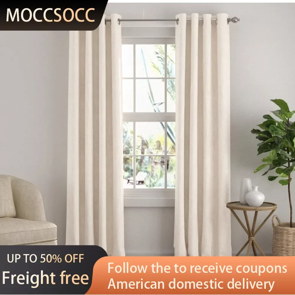 

Ivory Linen Blend Energy Saving Grommet Curtain Panel Curtains 50" X 84" 2 Panels Freight Free Home Accessories Decoration Decor