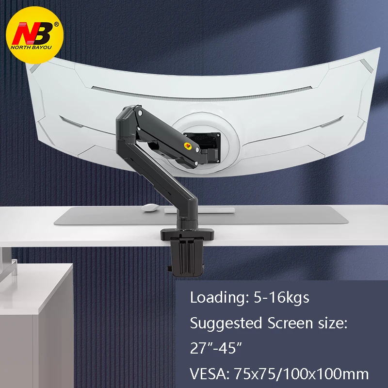 Braço de Mola Mecânico 2745 Tela Curva Arco Suporte do Monitor Desktop Montagem Ultra Larga do Monitor com Porta Usb 516kg nb G50 - Imagem 2