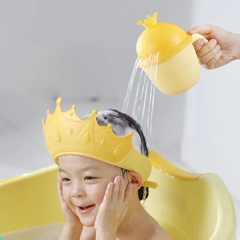 Shampoo Shower Cap Baby Swim Shower Cap Bath Shampoo Cup Adjustable Eye Protection Head Water Cover Baby Care Wash Hair Shower Cap For 0-6Y Kids