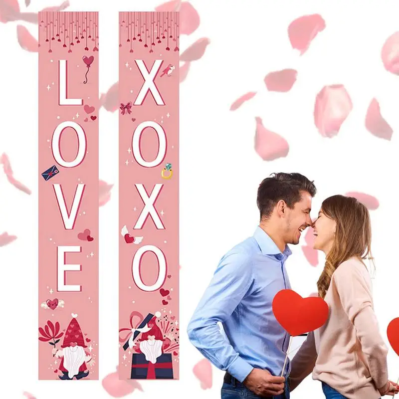 

Valentine Day Door Decorations Valentine's Day Decorations Banners Porch Sign Valentine's Hanging Banner Set Door Heart Porch
