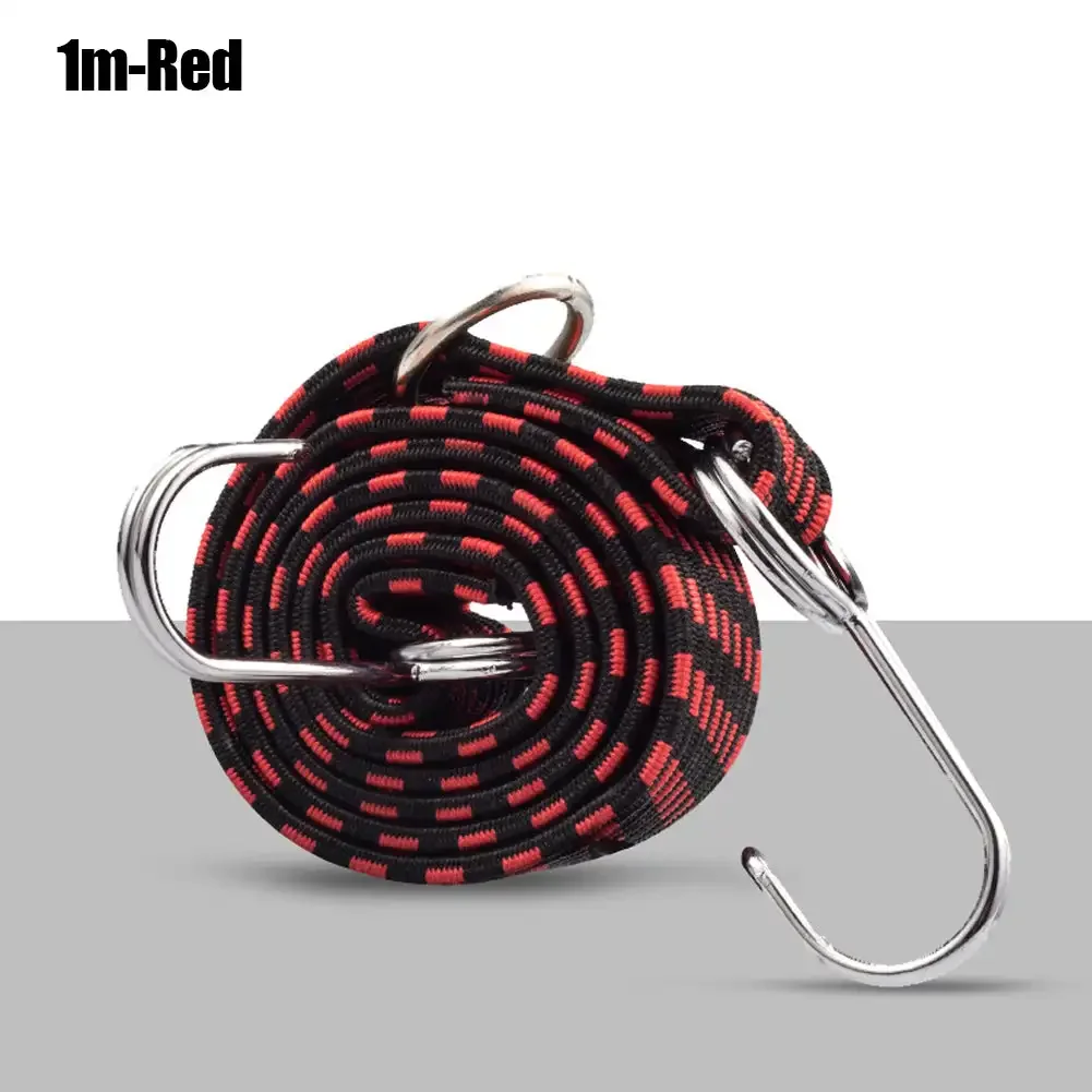 Elastic Rubber Luggage Tie-Down Strap with Hooks for Motorcycles and Bicycles