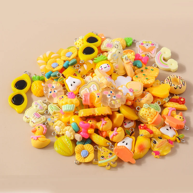 Mixed Resin Charm for Earring Necklace Flower Hearts Pendant 10pcs Pink Red Purple Series Diy Jewelry Making Accessories In Bulk