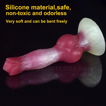 Soft silicone dildo Big Dog penis Long anal butt plug With Sucker Large Knot Animal Penis Sex Toys For Women faak Sexules toys 3