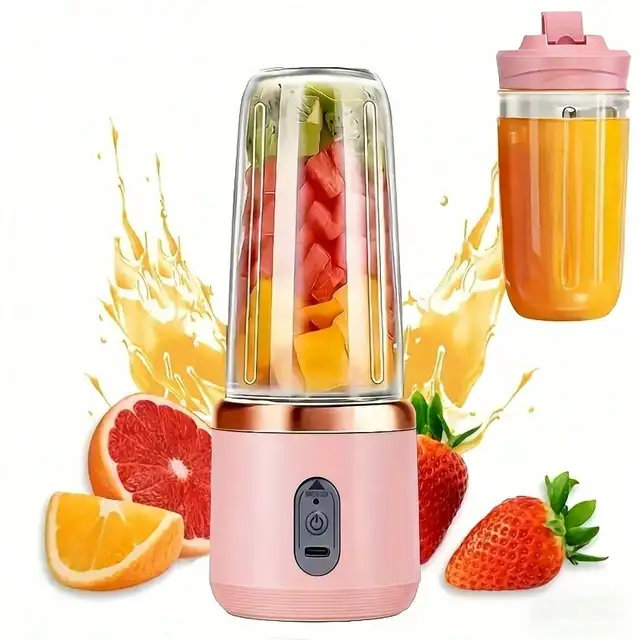 Juicer Cup + Portable Outdoor Cup, Dual Cups, Detachable, Easy To Clean, For Making Fine Juice, Fruit Blender, Beverage Maker, Suitable For Home, Outdoor Travel, Office, USB Charging, Portable Blender, Juice Mixer - Perfect Gift For