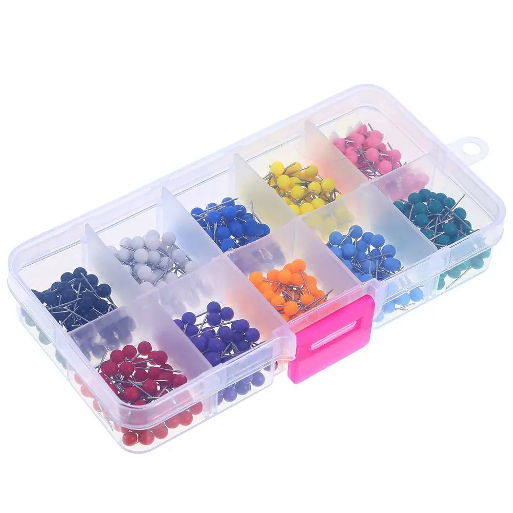 Push Pins 500 PCS/Set Map Tacks Push Pins Plastic Head with Steel Point 4mm 11mm Cork Board Safety Colored Thumbtack Office School Supply