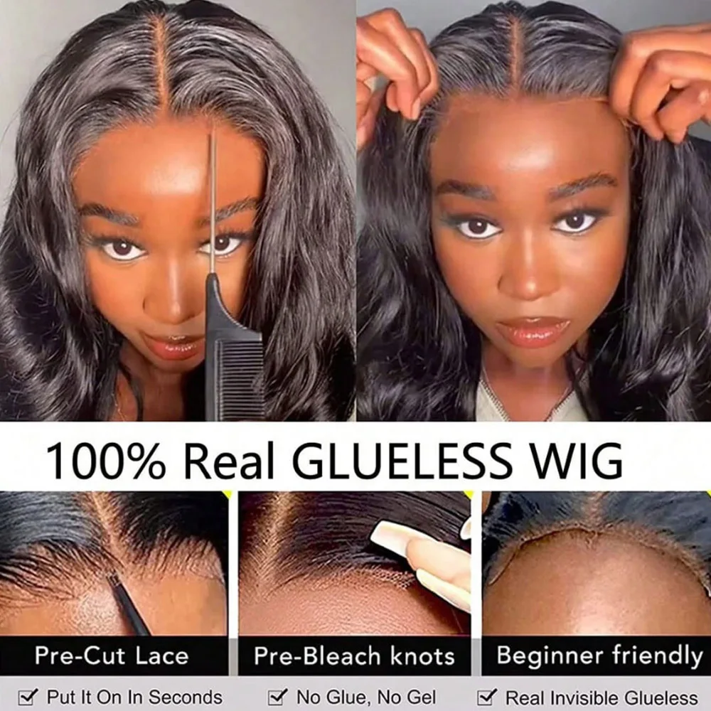 20 Inch 200% Density Wear And Go Glueless Wigs Human Hair Pre Plucked Pre 13x4 HD Lace Wigs Body Wave Lace Front Wigs Human Hair