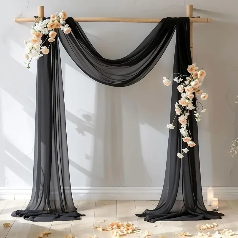 Elegant Sage Green Sheer Draping Curtains for Wedding and Event Decor
