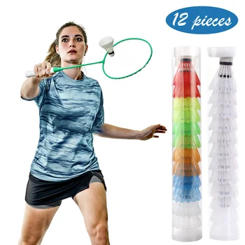 12PCS Plastic Badminton Colorful and White Shuttlecocks 1