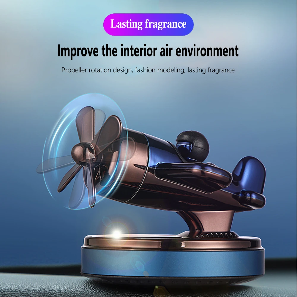 

Solar Aircraft Propeller Rotating Light Fragrance Diffuser Car Interior Air Freshener Men's And Women's Indoor Aroma Decoration