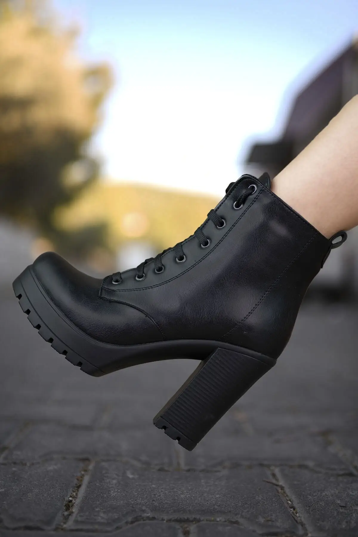 Botas de tacón cuadrado alto para mujer, piel negra para la y la nieve, a moda estilo elegante, regalo de tendencia, 2021 - AliExpress Calzado