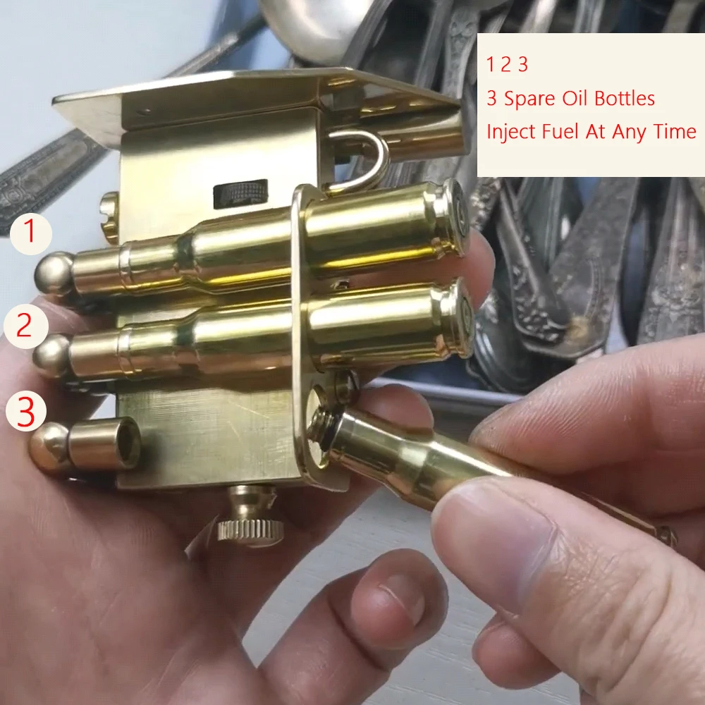 Accendino Da Trincea Vintage A Cherosene - Stile Steampunk In Oro E Argento - Foto 3